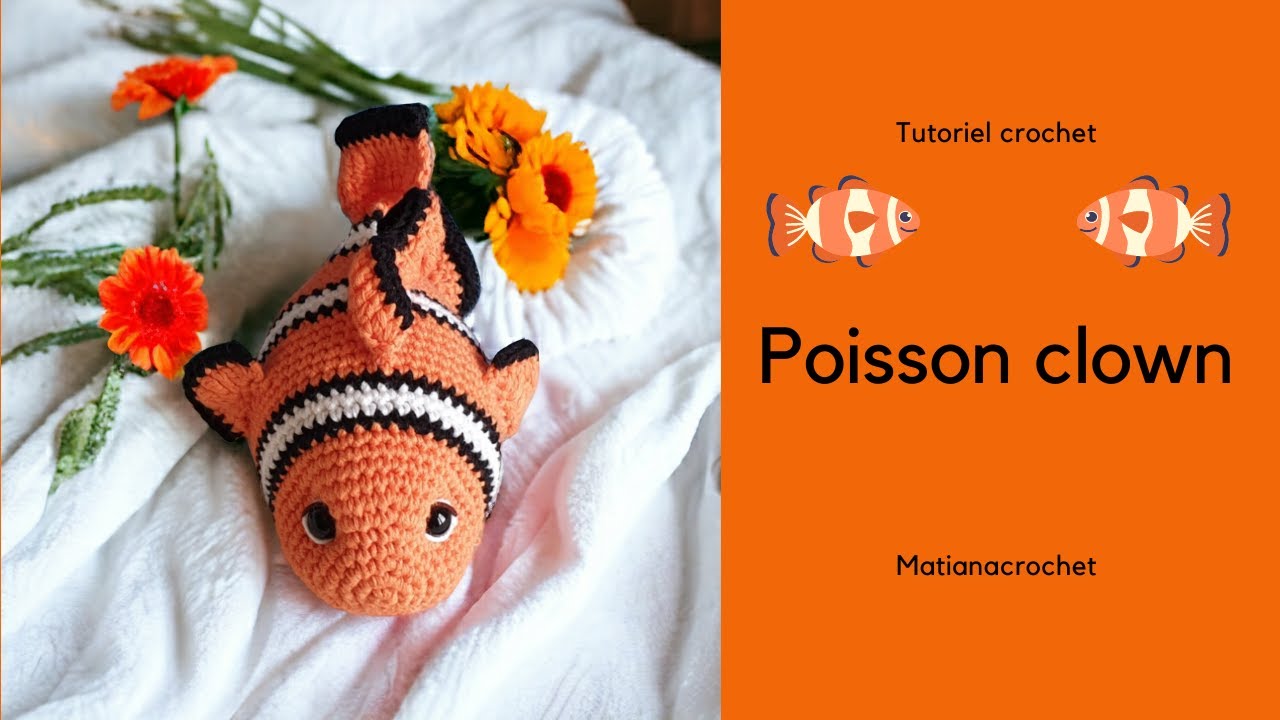 Новый мастер-класс _ Красивая рыбка-клоун, связанная крючком!