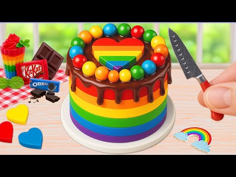 Mini Rainbow Cake Recipe With Chocolate 🍫🌈 How To Make Miniature Cake Design By 1000+ Yummy Cake
