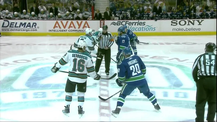 Thornton vs Kesler Game 1 faceoff