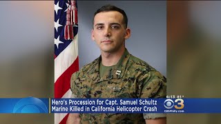 Hero's Procession For Capt. Samuel Schultz, Marine Killed In California Helicopter Crash