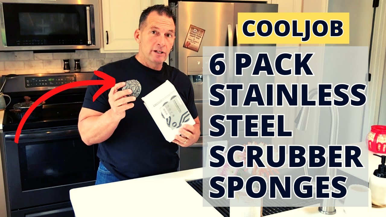 COOLJOB 6 Pack Stainless Steel Scrubber Sponges