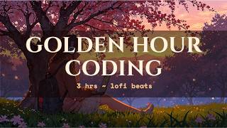 Golden Hour Coding 🌸 Lofi Beats for Deep Focus — Cherry Blossoms & Fireflies / 3 Hours