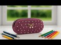 مقلمه مدرسية كروشية بخيط المكرميه Crochet Pencil Case 