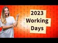 How many working days per month 2023