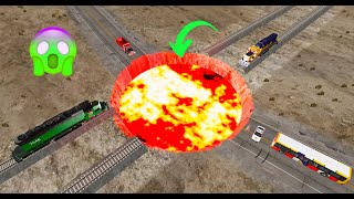 Trains vs Cars vs Giant Crater... BeamNG Drive #1