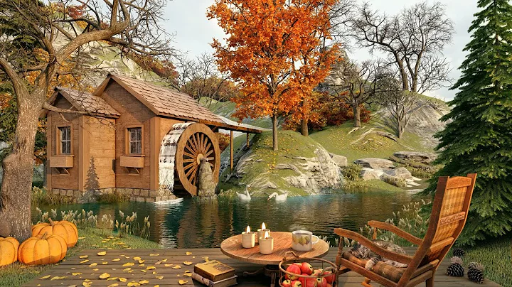 Cozy Terrace by the Watermill in Autumn Ambience w...