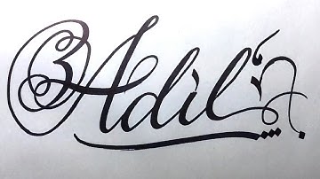 Adil Name Signature Calligraphy Status | How to Cursive write with cut Marker #adil @Adil