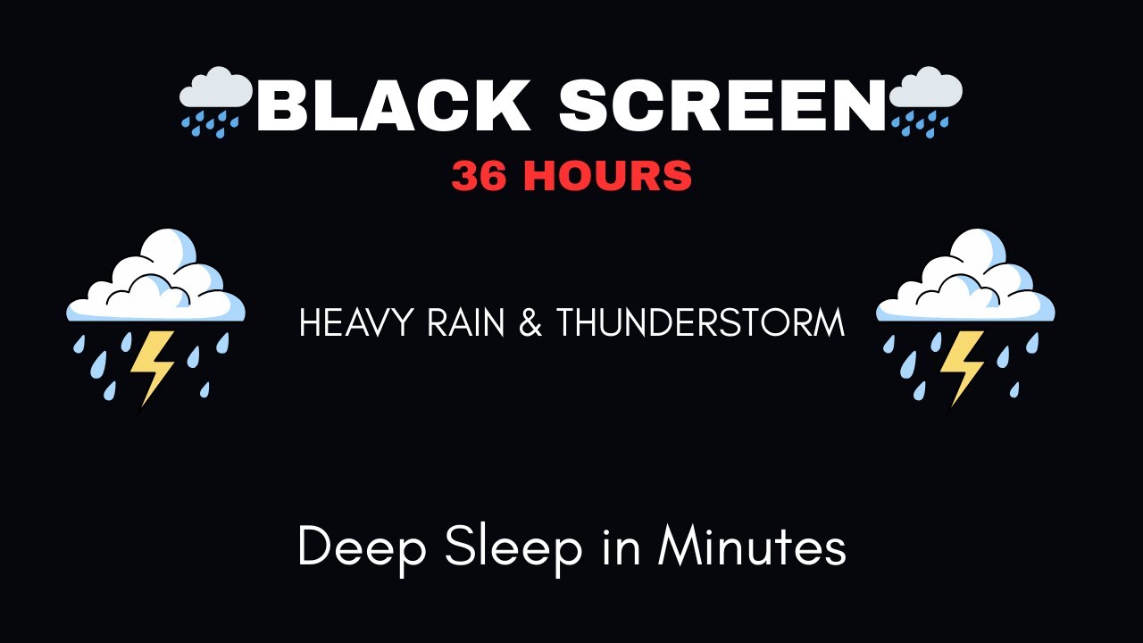 Strong Thunderstorm at Night | Black Screen for Deep Relaxation
