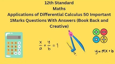 TN Class 12 Maths Applications Of Differential Calculus One Marks Question and Answers