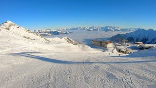 Kitzteinhorn - Skiing in Austria High Tauern - Kaprun, main easy piste #1 13, 10 Gimbal 4K, Sunshine