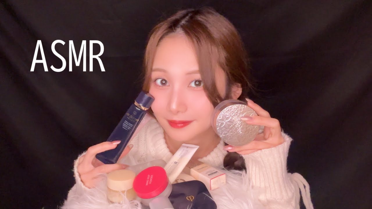 ASMR-長い爪でベースコスメタッピング