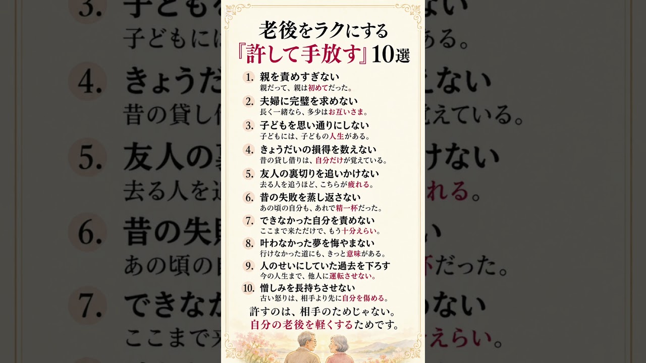 老後をラクにする「許して手放す」10選