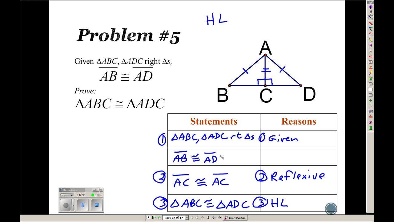 Geometry 112.112 IM12 Writing Two-Column Proofs (SSS SAS ASA AAS HL)