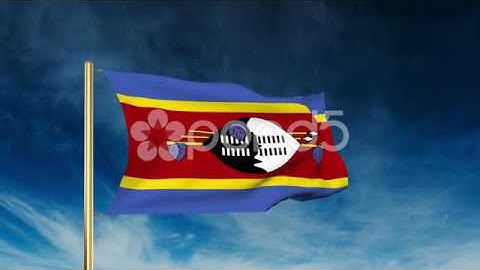 Swaziland Flag Slider Style. Waving In The Wind With Cloud Background Animation