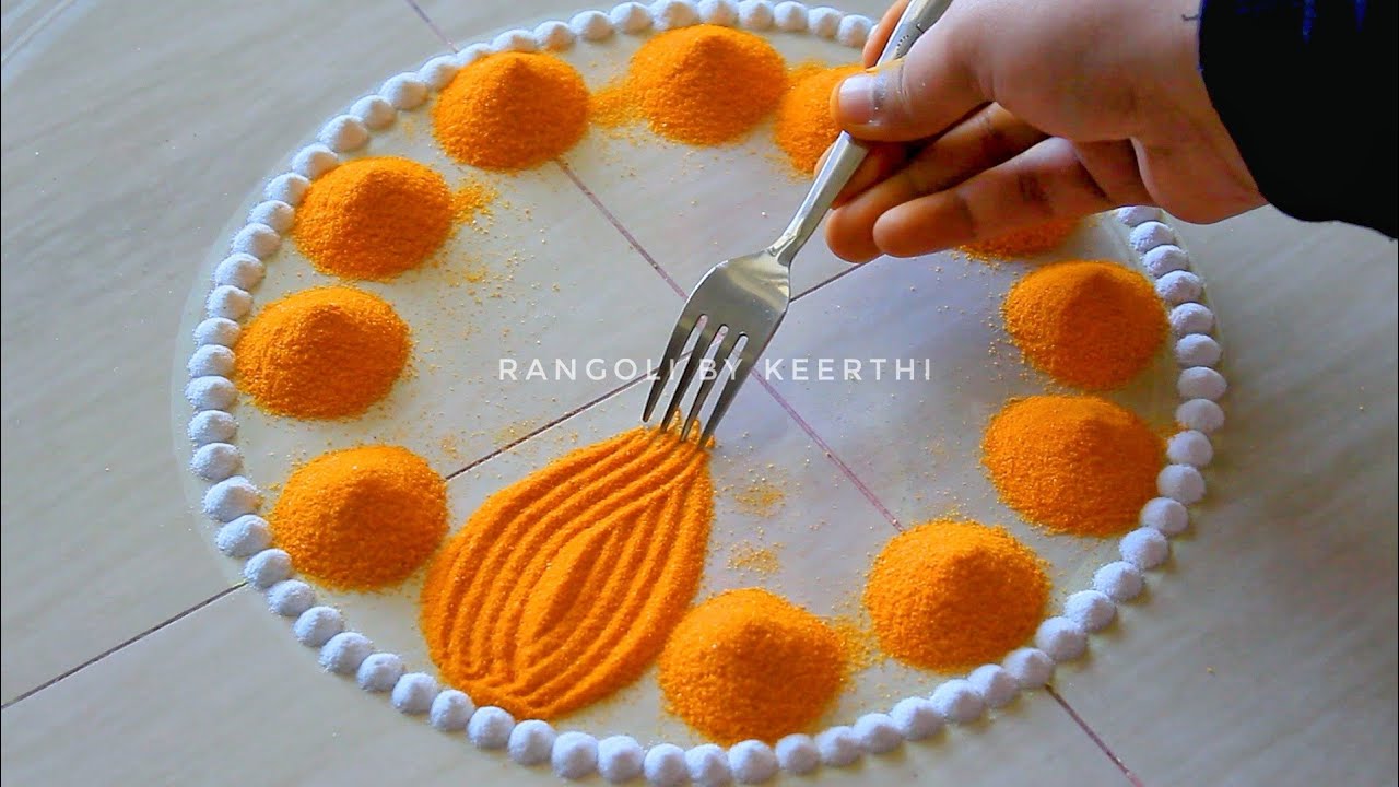 Simple rangoli with fork l Maha shivratri rangoli l rangoli designs ...