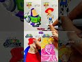 Drawing Buzz Lightyear, Jessie, Mario, Peach in different Levels #art #drawing #shorts #howtodraw