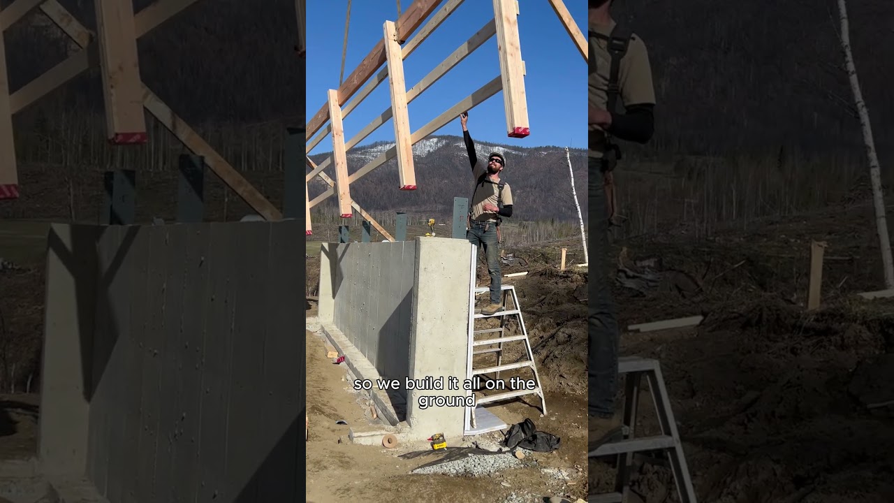 Framing a garage roof on the ground 