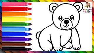 Cómo Dibujar Un Oso 🐻 Dibuja y Colorea Un Lindo Oso 🧸🌈 Dibujos Para Niños