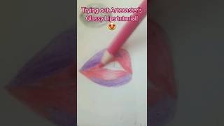 Drawing Pink And Purple Glossy Lips Inspired By . シ