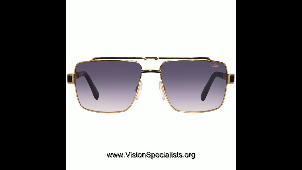 Cazal 9106 001 Sunglasses Mens Black Gold Grey Gradient Square