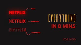Neon text, text animation and add stroke to text in 8 mins | HTML & CSS