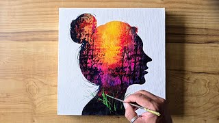 Masking Tape Acrylic Painting Technique for Beginners / Step By step