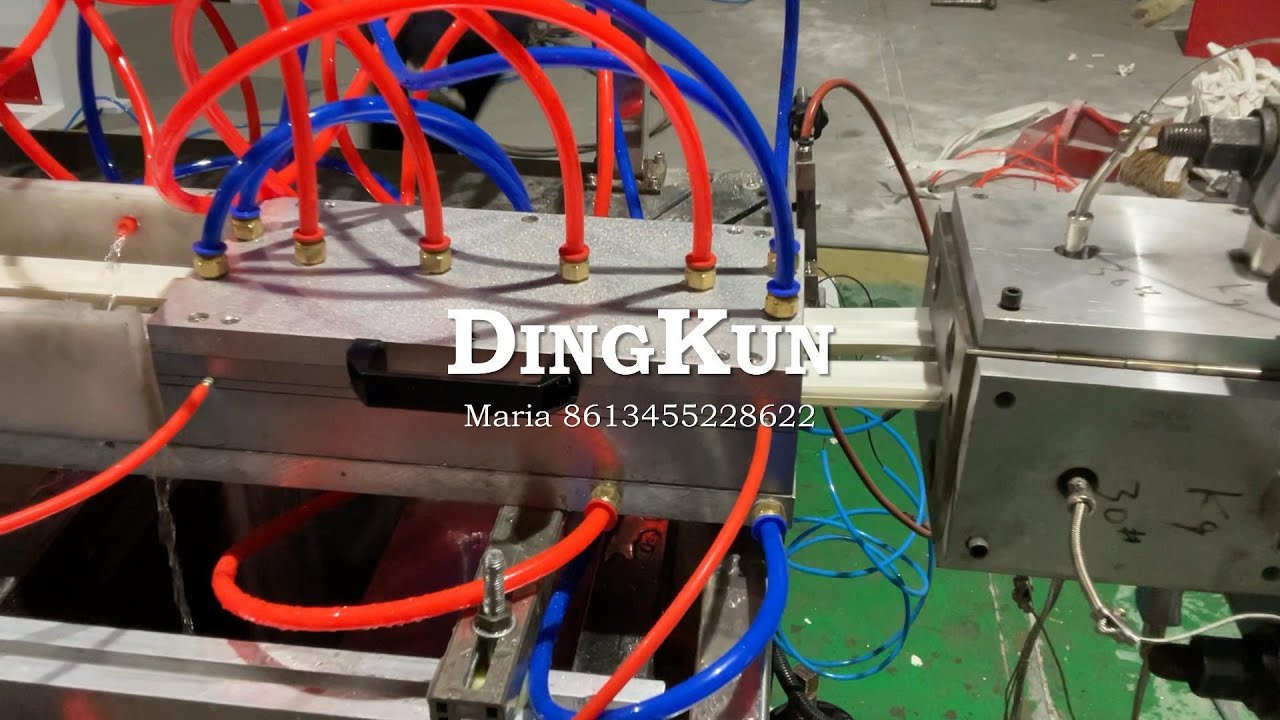 Small size pvc profile making machine line: Mixing-Extrusion-Cooling and shaping-Cutting