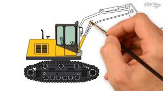 How To Draw Excavator and Dump Truck Learn Colors With Construction Vehicles For Kids Coloring Pages