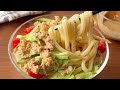 【暑い日の最強ランチ】のせるだけで超簡単!「ツナとレタスの冷やしごまうどん」