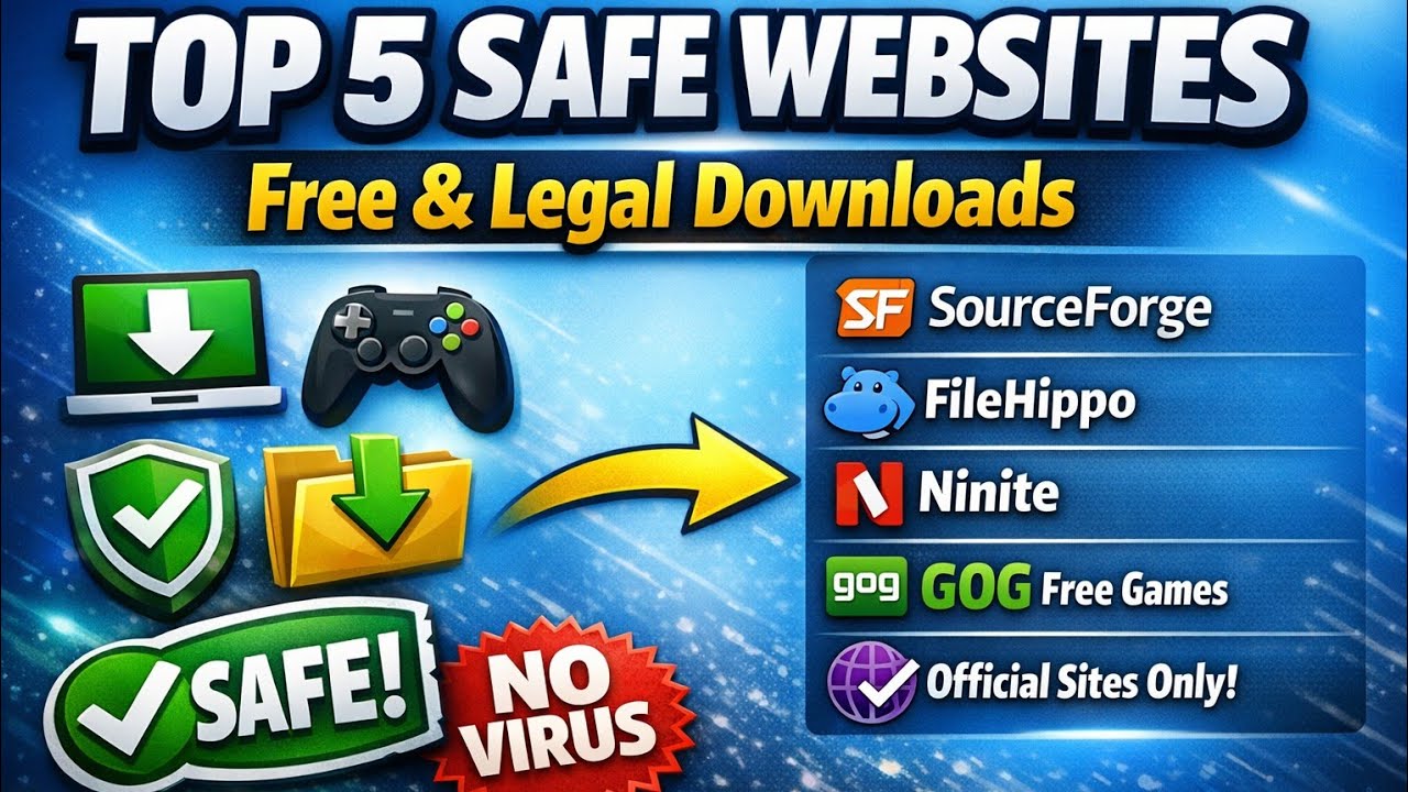 Top 5 Safe Websites to Download Software & Games | Free & Legal Downloads 🔥