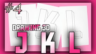 JKL Drawing  طريقة رسم الحروف ثلاثي الأبعاد 4 | How to draw 3D letters 4