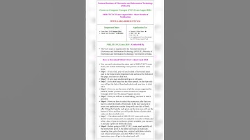 NIELIT CCC Exam Admit Card 2024 for August Exam