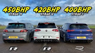 GOLF R EVOLUTION.. 450HP MK6 R vs 420HP MK7 R vs 400HP MK8 R