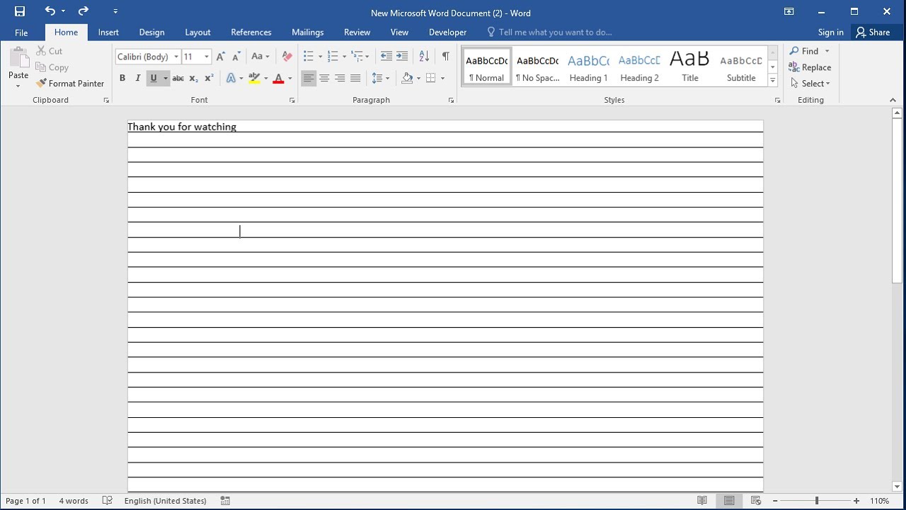 how to make writing paper in word