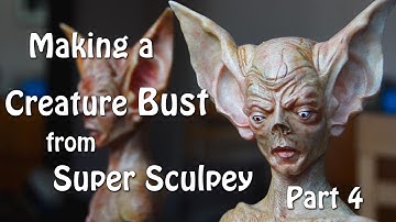 Making a Creature Bust from Super Sculpey Part 4 - Casting and Painting