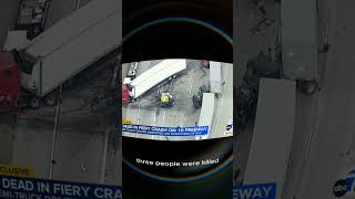 Dash cam footage shows car hitting multiple vehicles
