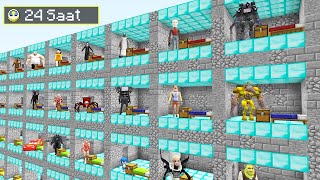 100 OYUNCUYU 24 SAAT BOYUNCA GÜVENLİKLİ ODAYA KİLİTLEDİM   Minecraft