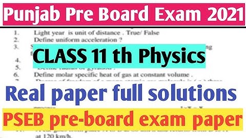 PSEB board class 11th Physics full solutions Punjab pre board exam 22 February 2021//PSEB pre-board