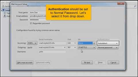 Configuring a POP email account in ThunderBird