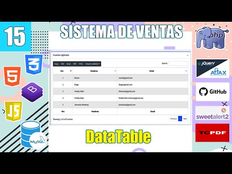 15 Como INCORPORAR DATATABLE en mi tabla de USUARIO  del Sistema de Ventas con (PHPyMySql)FullStack