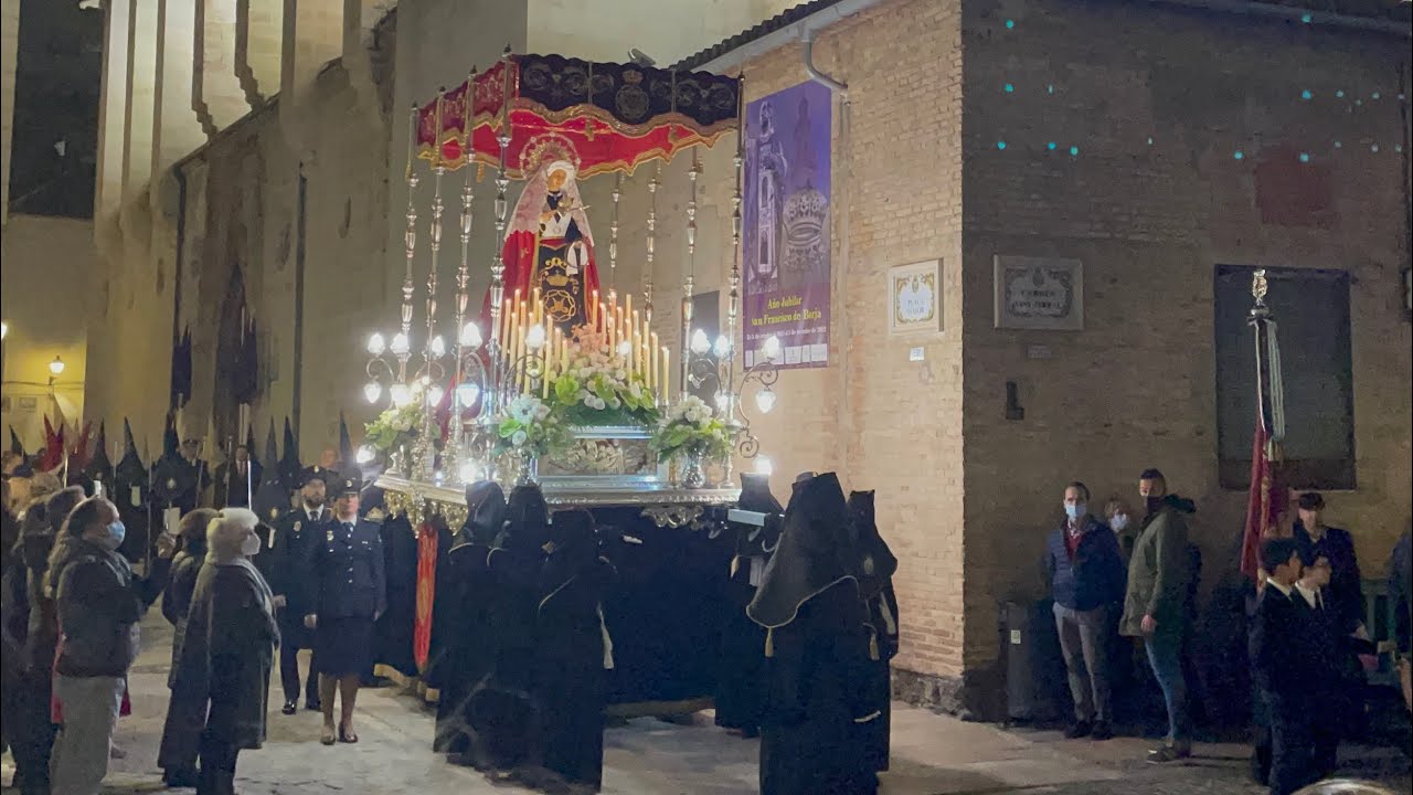 Plaza Major, Semana Santa Gandía 2022, procesión Hermandad Nuestra Señora de los Dolores