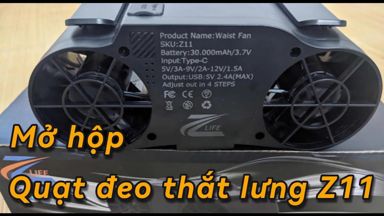 Mở hộp quạt đeo thắt lưng z11