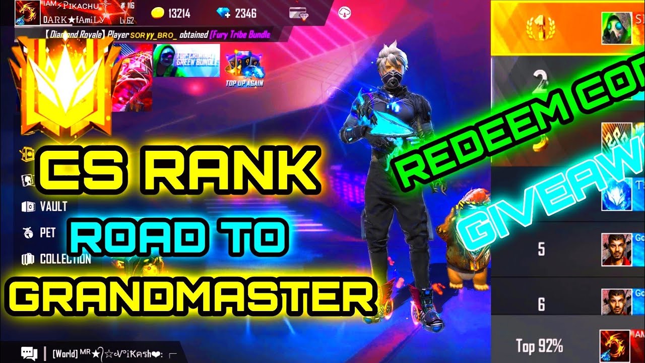 Free Fire Live | Cs Rank Push |Redeem Code Giveaway - YouTube