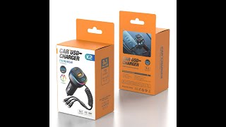 PD65W+QC3.0 Super fast charging with 3in1 spring  cable car charger