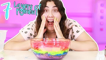 MIXING ALL MY PIGMENT IN SLIME IN A 7 LAYER RAINBOW! Slimeatory #394