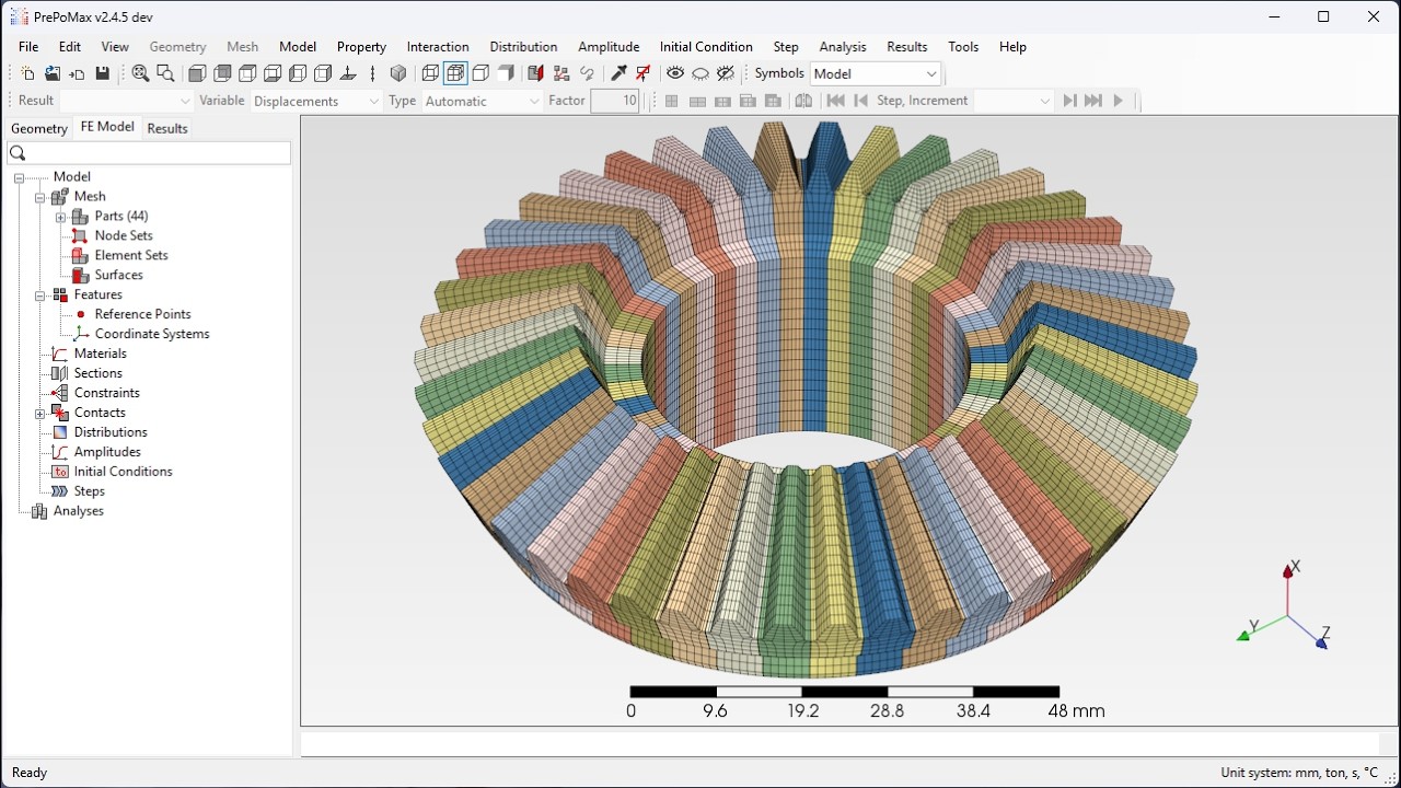 PrePoMax & CalculiX - Bevel gear meshing - YouTube
