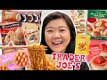Trying NEW ASIAN FOOD at TRADER JOE'S 2024! (kimbap, bubble waffles, boba mochi, noodles + more)