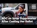 Rep. AOC Addresses Voter Suppression After Voting in NYC | NowThis