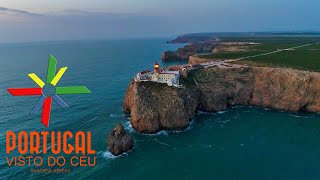 Cabo São Vicente entardecer - St. Vincent Cape & lighthouse aerial view dusk - Algarve - 4K Ultra HD
