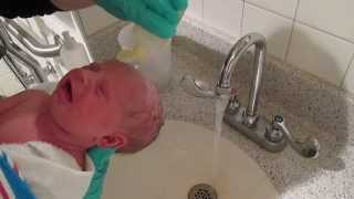 Olivia's first bath part 2 (hair wash)
